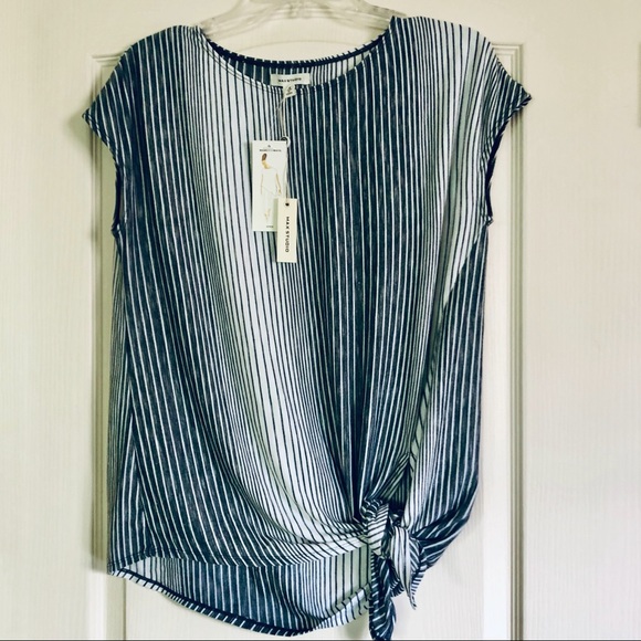 NEW Max Studio Striped Jersey Top - Picture 1 of 8